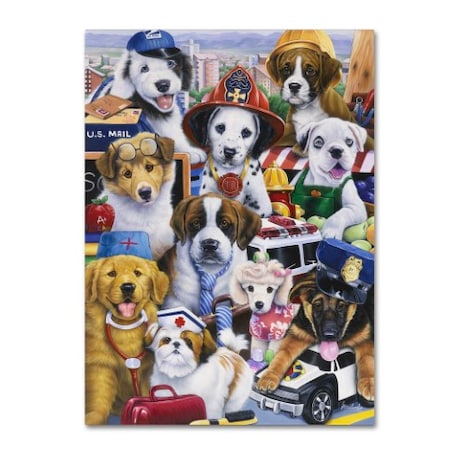 Jenny Newland 'Working Puppies' Canvas Art,35x47